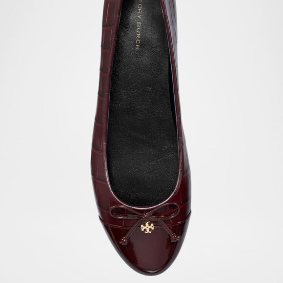 Tory Burch $278 Cap Toe Ballet Flat Deep Burgundy Sz 8 NIB! - Picture 5 of 6